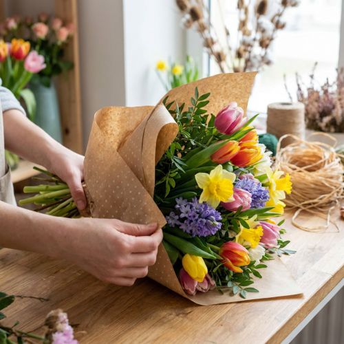 Manschettenpapier Seidenpapier Natur Punkte 25cm 100m | Floristik21.de