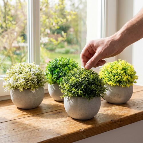 Kunstpflanzen Künstlicher Buchsbaum 12,5cm×Ø12cm 4St | Floristik21.de