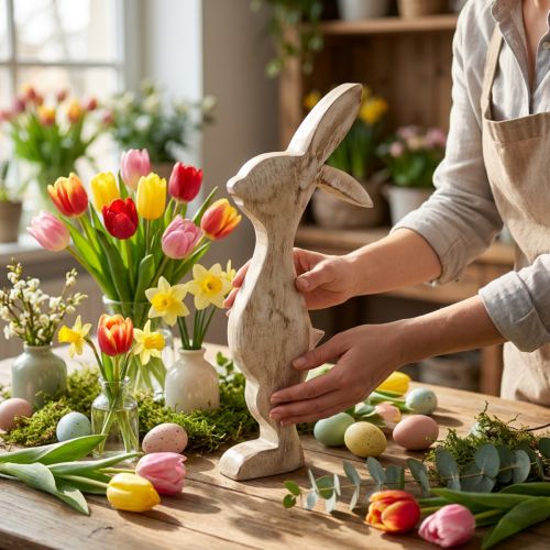 Hase aus Holz, Frühling, Osterdeko, Dekohase H25cm | Floristik21.de