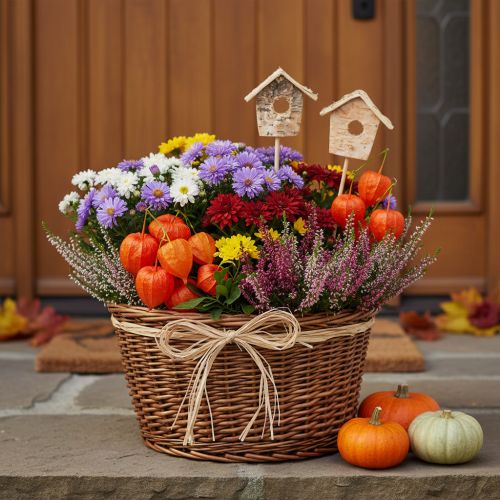 Deko-Vogelhaus Birke 5cm mit Stab 17cm 4er-Set | Floristik21.de