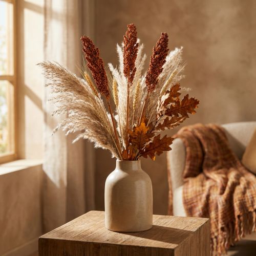 Trockenblumen Sorghum Hirse Orange Trockenfloristik 70cm 3St | Floristik21.de