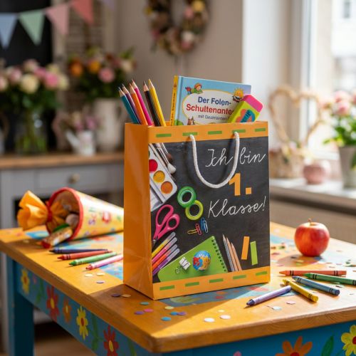 Artikel Geschenktüte Schulanfang, Geschenktüte Einschulung 19×23×8cm