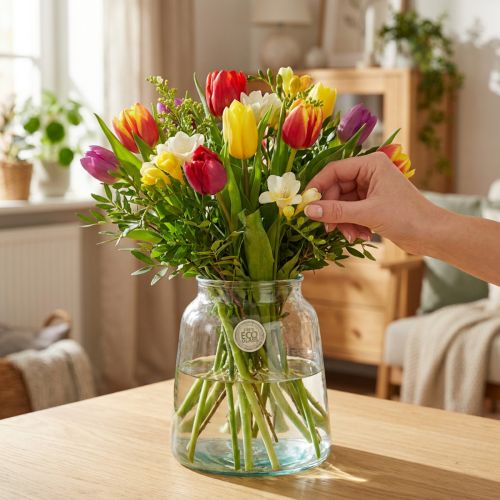 Blumenvase Glas Klar Ø18cm H22cm Glasvase Tischdeko zeitlos | Floristik21.de