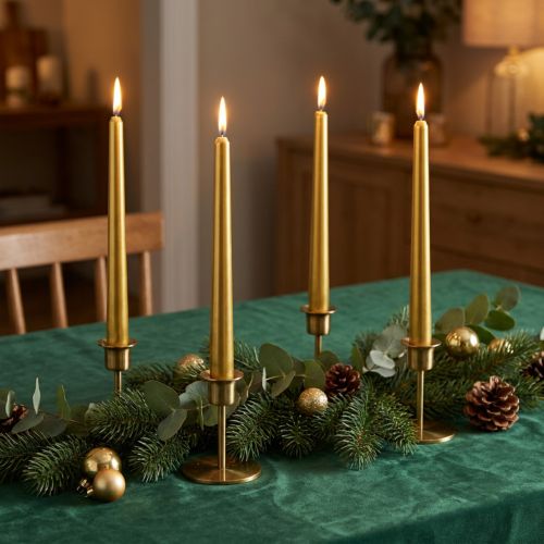 Spitzkerzen 300/23 Gold 12St. | Floristik21.de
