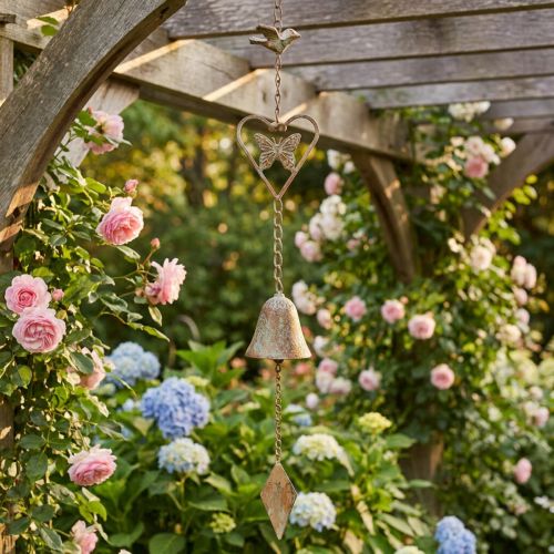 Artikel Metall Windspiel Herz Glocke Gartendeko Antik 72cm