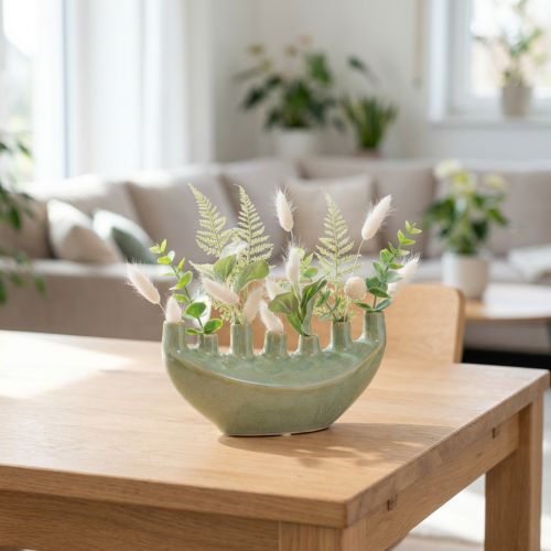 Deko Vase Schiffchen Keramikvase Hellgrün 23×8,5×11cm für Floristen | Floristik21.de