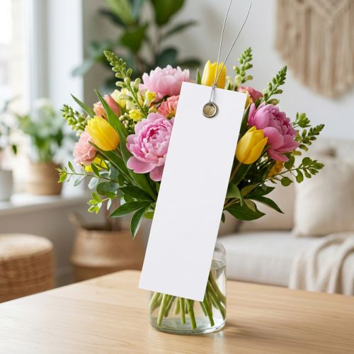 Weiße Hängeetiketten 18x60mm mit Metalldraht, Wetterfest, Ideal für Floristik und Geschenkbeschriftung, 250 Stück | Floristik21.de