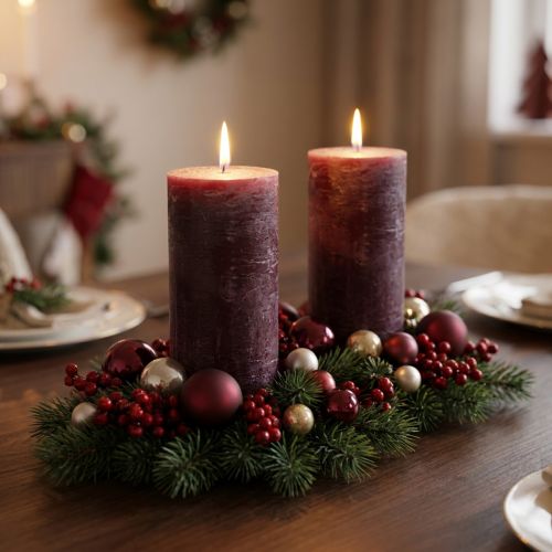 Luxus Burgund Stumpenkerzen 2er-Set Durchgefärbt 85x200mm für Romantik & Deko | Floristik21.de