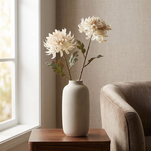 Chrysanthemen Künstlich in Creme, Elegante Dekoblumen für Innenräume und Events, 72cm, 2er-Set | Floristik21.de