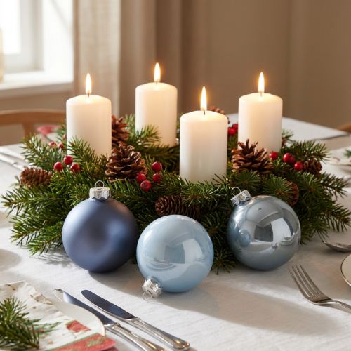 Artikel Kugeln aus Glas Blau Silber Matt Glänzend 7,5cm 12er Set für festliche Deko