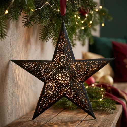 Weihnachtsanhänger Stern Metallstern Schwarz H25,5cm | Floristik21.de