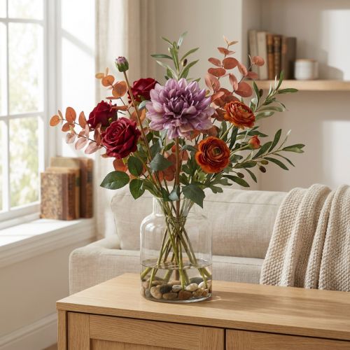 Kunstblume Dahlie Lila Seidenblume und Knospe H57cm | Floristik21.de