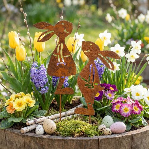Artikel Gartendeko Rost Hasen Dekostecker Ostern 8×16cm 2St (1Paar)