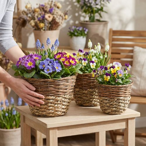 Weidenkorb-Set Natur, 3er Pflanzkörbe rund zum Bepflanzen, Dekorative Übertöpfe Ø27/25/20cm, Rustikales Korbgeflecht | Floristik21.de