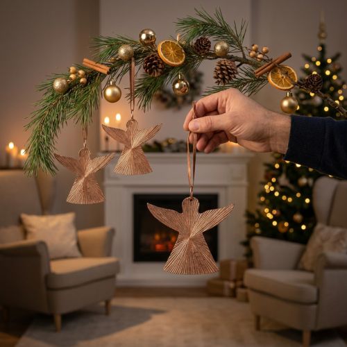 Engel zum Hängen, Adventsschmuck, Metalldeko Kupferfarben 9×10cm 3St | Floristik21.de
