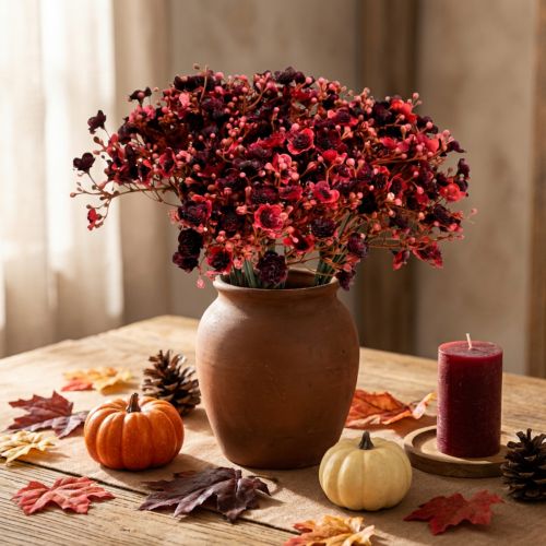 Schleierkraut künstlich Rot Kunstblumen Herbst 29,5cm 18St | Floristik21.de