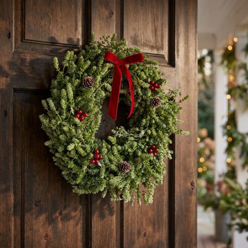 Weihnachtskranz Trockenblumenkranz Ø34cm Grün