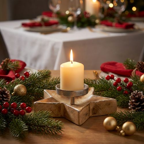 Kerzenständer, Tischdeko Weihnachten, Kerzenhalter Stern H7cm Ø20cm/6,5cm | Floristik21.de