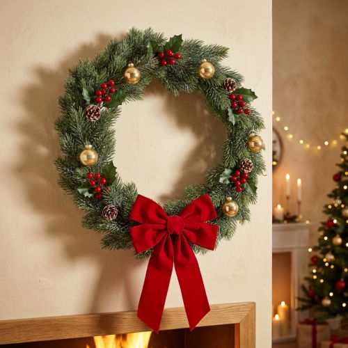 Tannenkranz künstlich geeist Wanddeko Weihnachten Grüne Tanne Glitzer Ø45cm | Floristik21.de