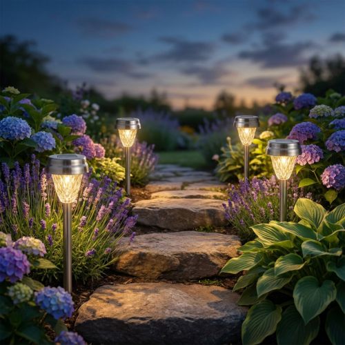 LED Gartenleuchten Solar mit Timer Warmweiß H35cm 4 St | Floristik21.de