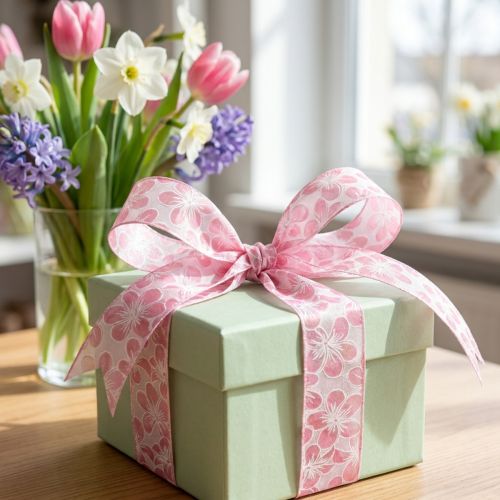 Dekoband Blumen Rosa Geschenkband Frühling 25mm 20m Dekoration | Floristik21.de