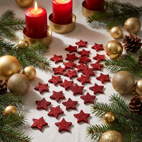Stern Glitter 1,5cm zum Streuen Rot 144St | Floristik21.de
