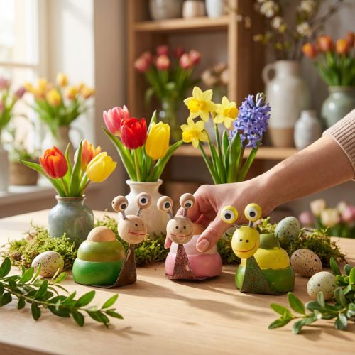 Tischdeko Frühling Deko Schnecke Frühlingsdeko 8cm 3 St | Floristik21.de