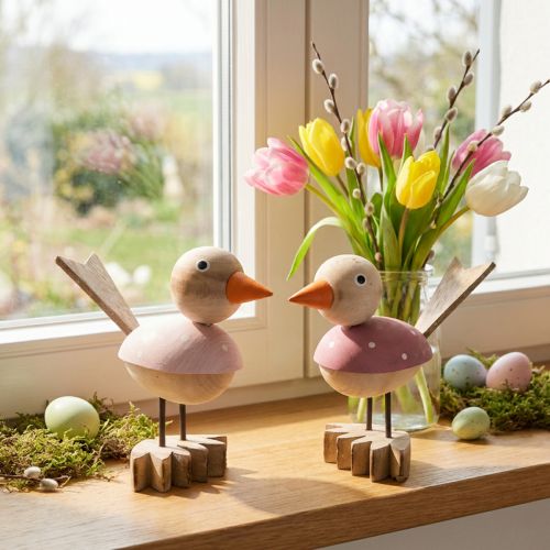 Artikel Holzvogel Dekofigur Fensterdeko Frühling Rosa H15cm 2St