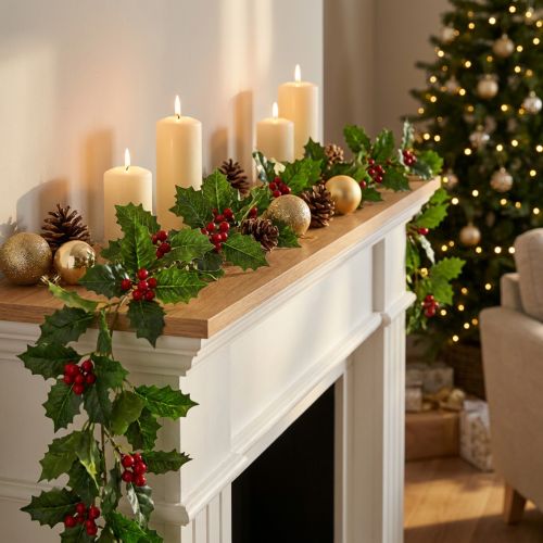 Weihnachtsgirlande Stechpalme künstlich Ilex Girlande 160cm | Floristik21.de