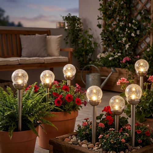 Solar Gartenstecker LED Warmweiß Ø6cm H36cm Set 6 St