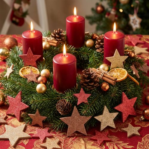 Tischdeko Sterne Holz Weihnachten 3 Farben Ø3–5cm 48 Stück festliche Deko | Floristik21.de