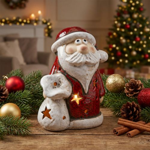 Weihnachtsmann Deko Teelichthalter Weihnachten H15cm | Floristik21.de