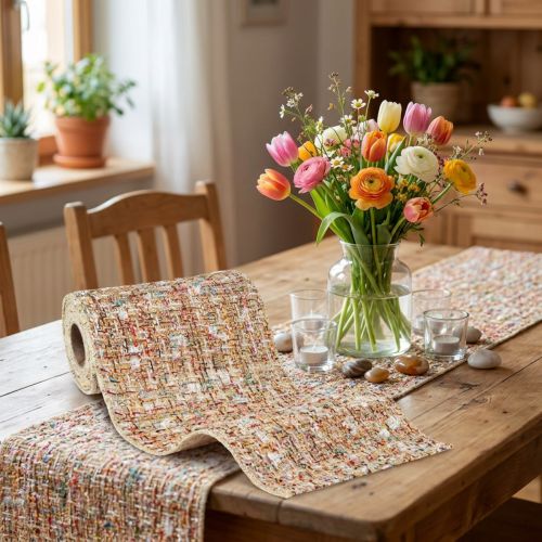 Tischband Beige Glitzer Accent Vintage-Look 19cm x 1,5m Flexibel Dekorativ | Floristik21.de