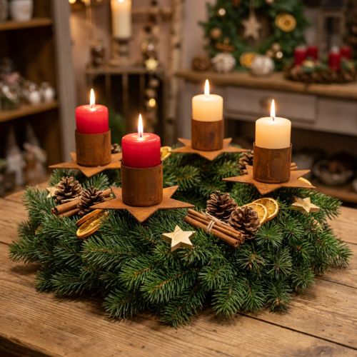 Stern Kerzenhalter Metall zum Stecken Edelrost Adventsdeko 6cm 4er-Set | Floristik21.de