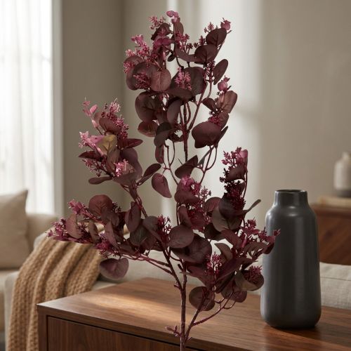 Dekorativer Kunstzweig Eucalyptus in Burgund 66cm 2St | Floristik21.de