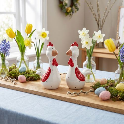 Artikel Deko Hühner Osterdeko Figuren 12cmx7,5cmx18,5cm 2St