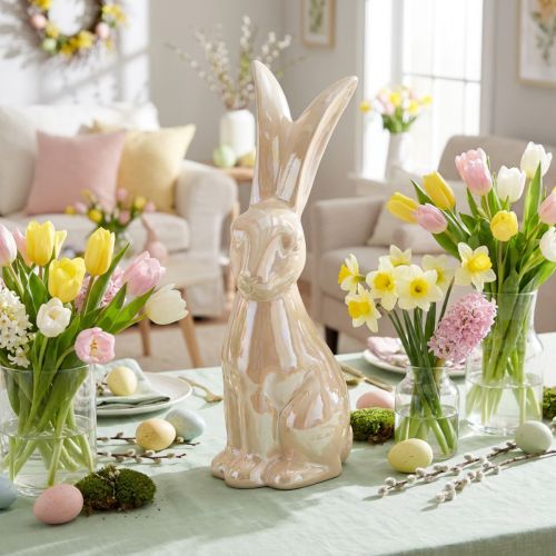 Artikel Eleganter Osterhase Beige Keramik Groß 49,5cm Dekofigur