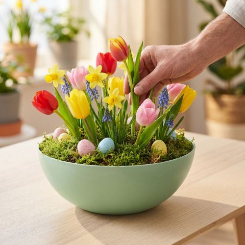 Deko-Schale Grün Pastell Kunststoff Tischdeko Frühling Ø20cm | Floristik21.de