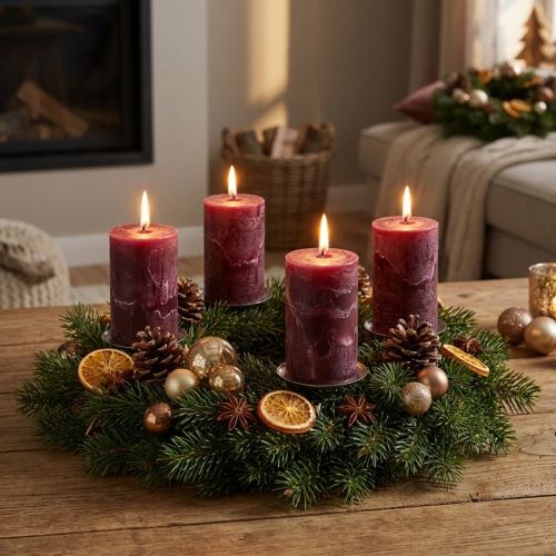Durchgefärbte Kerzen Burgund 60x100mm 4St | Floristik21.de