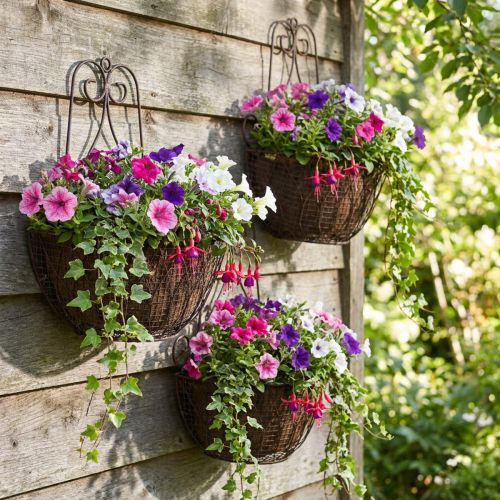 Hängekorb Pflanzen Metall Rostoptik H30/33,5/40cm 3er-Set | Floristik21.de
