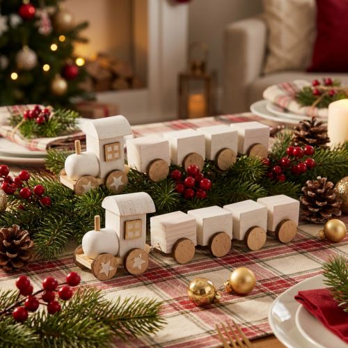 Holzeisenbahn Deko Weihnachtszug Weiß L20cm H6cm 2St | Floristik21.de