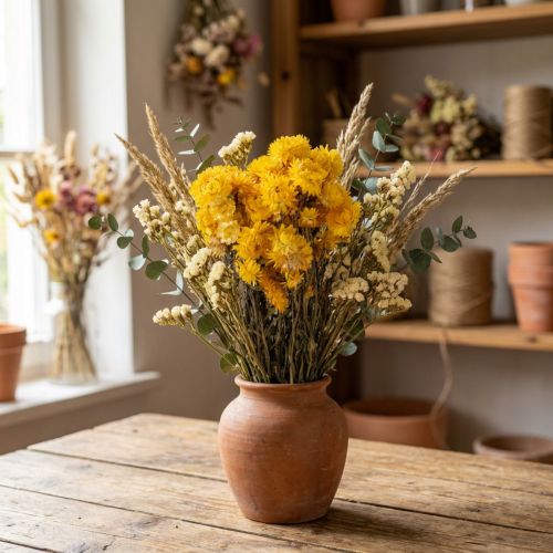 Strohblume Gelb getrocknet Helichrysum Trockenblumen Deko Bund 100g | Floristik21.de