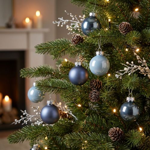 Artikel Premium Glas Weihnachtskugeln 4cm Blau Matt und Metallic für elegante Dekoration