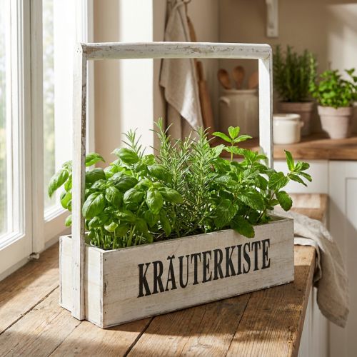 Artikel Vintage Blumenkasten Holz Kräuterkasten 36×12×38cm