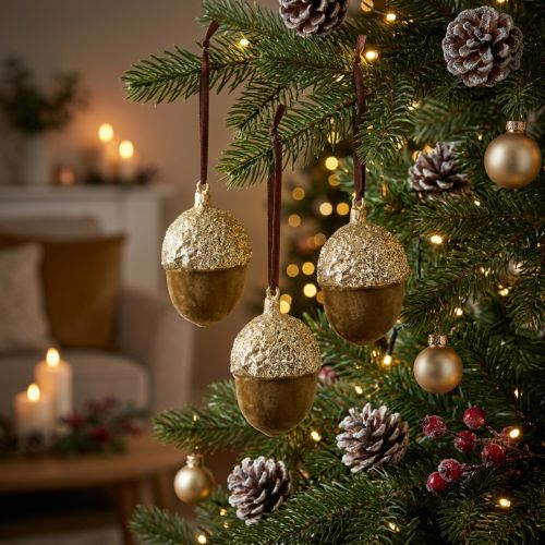 Artikel Eicheln zum Hängen, Advent, Baumschmuck, Herbstdeko H6,5cm Ø4cm 6 St