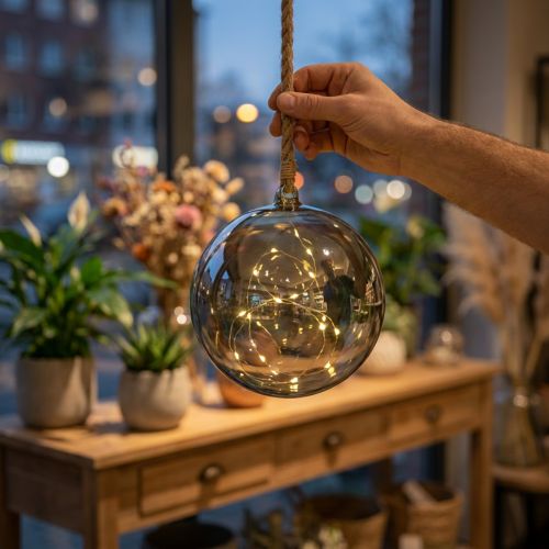 Artikel LED Kugel Innen Ø20cm getönt 40L Warmweiß Timer