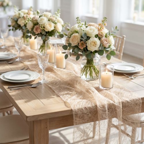Deko Vlies Sizoweb Tischläufer Beige 30cm 5m | Floristik21.de