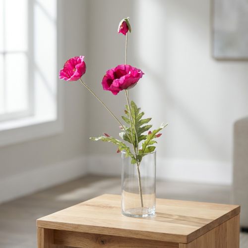 Künstliche Mohnblumen Deko Seidenblumen Pink 70cm | Floristik21.de