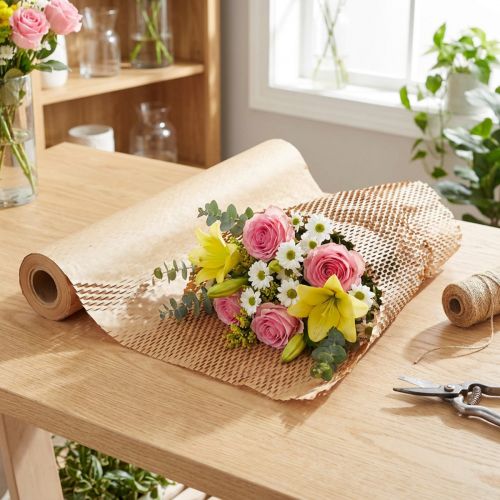 Wabenpapier Natur Braun Einschlagpapier B50,5cm L250cm | Floristik21.de