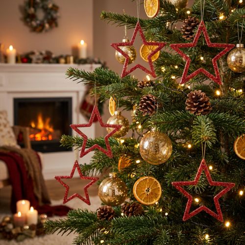 Glitzernde Weihnachtssterne Rot 4,5cm – Festliche Deko-Sterne Set 120 Stück | Floristik21.de